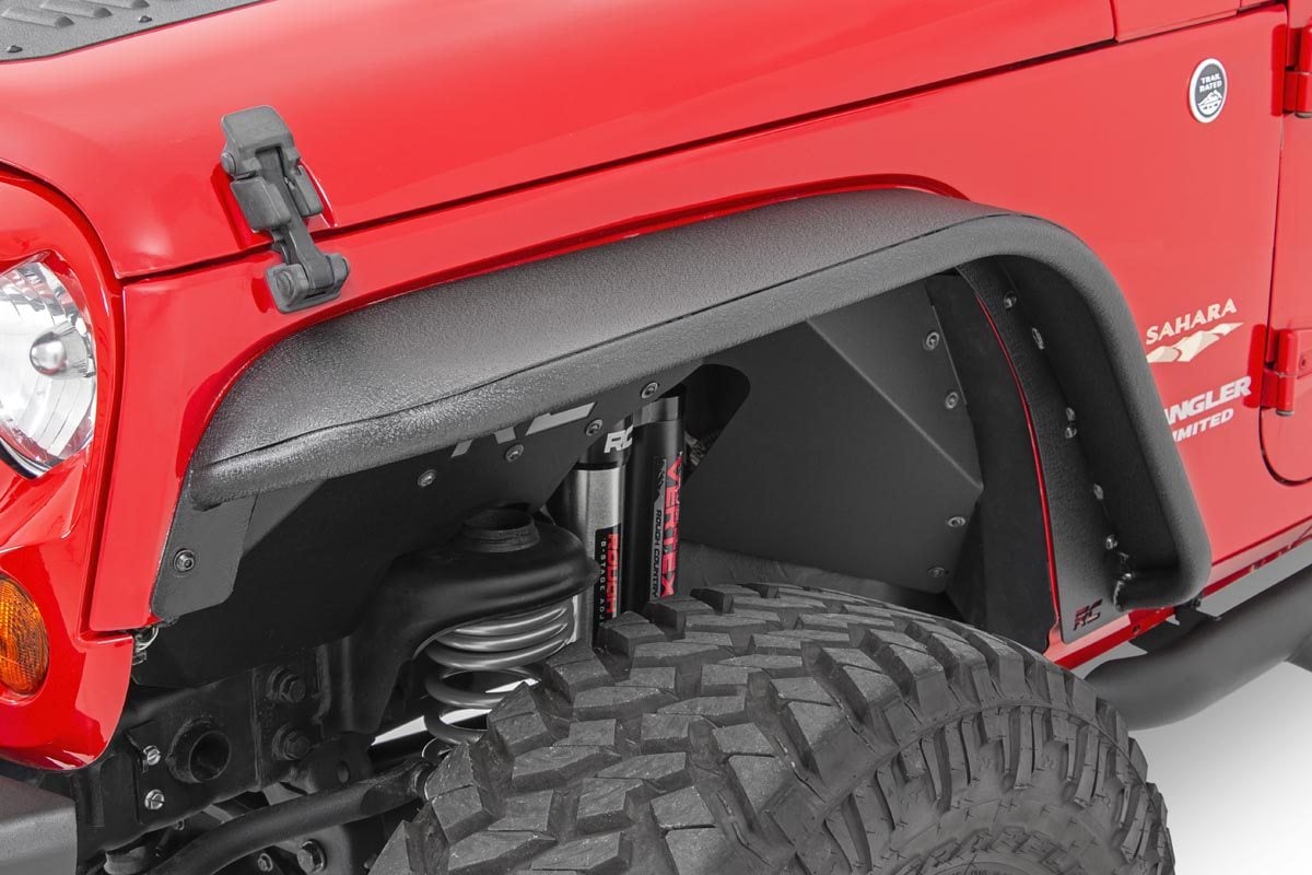 Jeep Wrangler Fender Flare - Front - Rough Country - Tubular Steel - Black - '07-'18